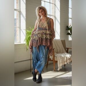 Magnolia Pearl Brown and Cream Lace Tunic